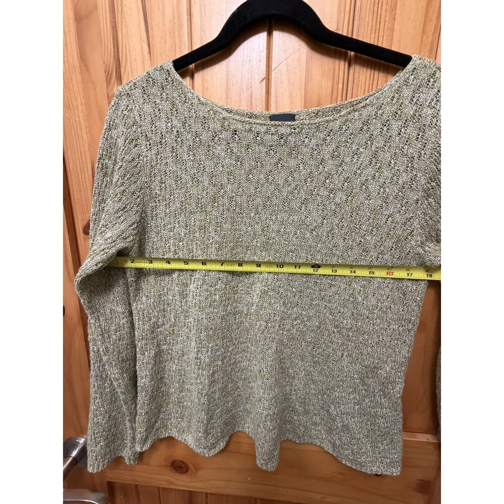 Eileen Fisher Lightweight Linen Sweater Size Small Green Minimalist Elevated - Picture 7 of 10
